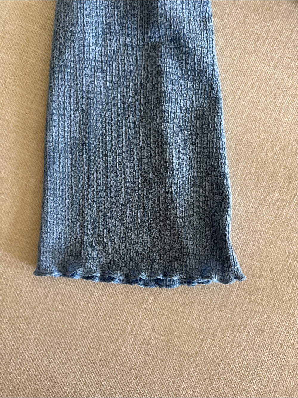 Textured Sky-Blue Ribbed Button Cardigan - Picture 2 of 5